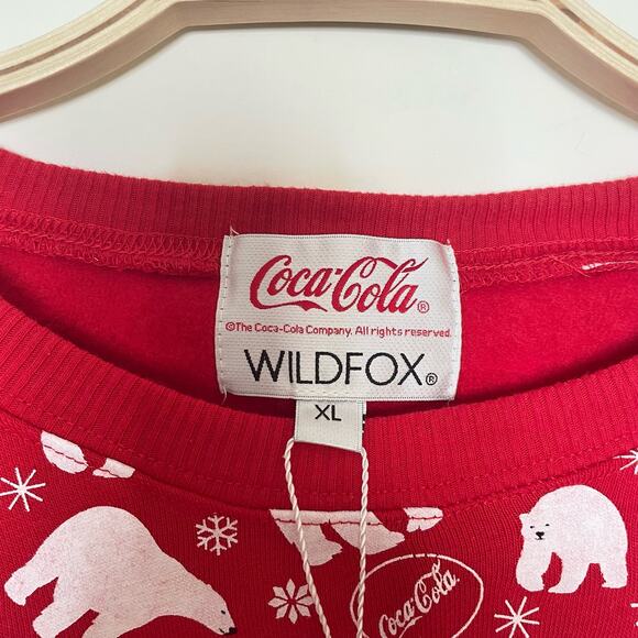 NWT Wildfox Coca-Cola Coke Polar Bear Orange Red Sweatshirt XL Novelty Holiday - Picture 6 of 7